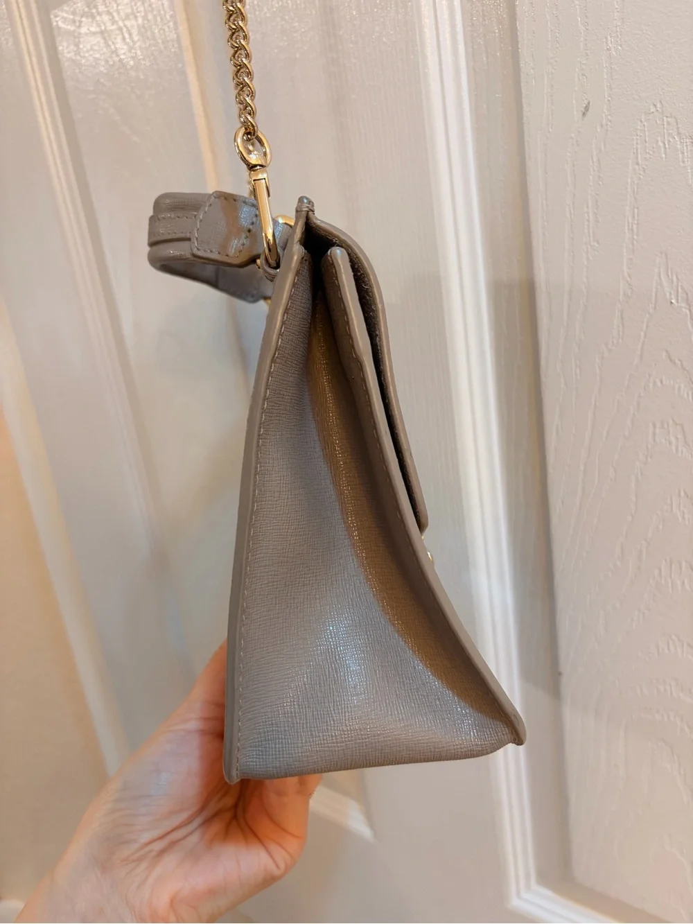 Furla Saffiano Leather Top-Handle Satchel with Gold Hardware